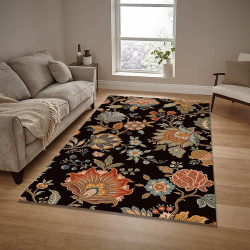 Floral Area Rug, Abstract Design Rug, Non-Slip Rug, Chintz Rug
