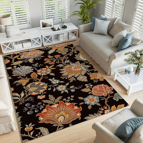 Floral Area Rug, Abstract Design Rug, Non-Slip Rug, Chintz Rug