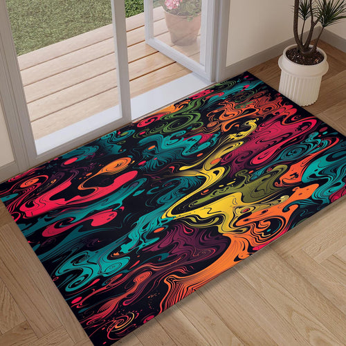 Abstract Multicolored Rug, Bohemian Home Decor