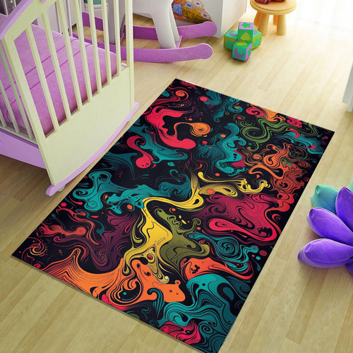Abstract Multicolored Rug, Bohemian Home Decor