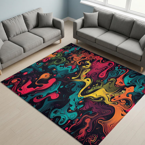 Abstract Multicolored Rug, Bohemian Home Decor