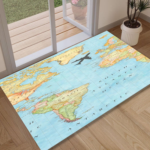 World Map Kids Rug, Organic Cotton Play Mat, Nursery Decor