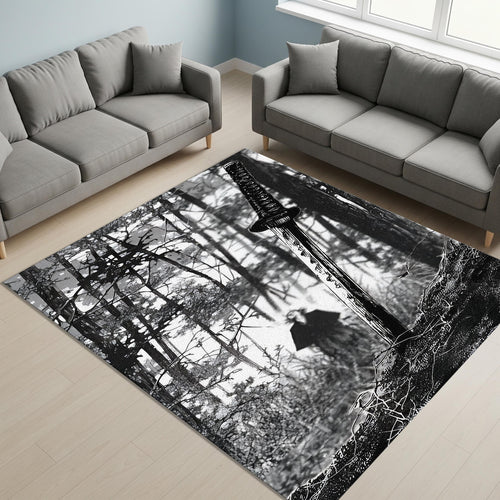 Katana Rug, Anime Style Carpet, Washable Nonslip