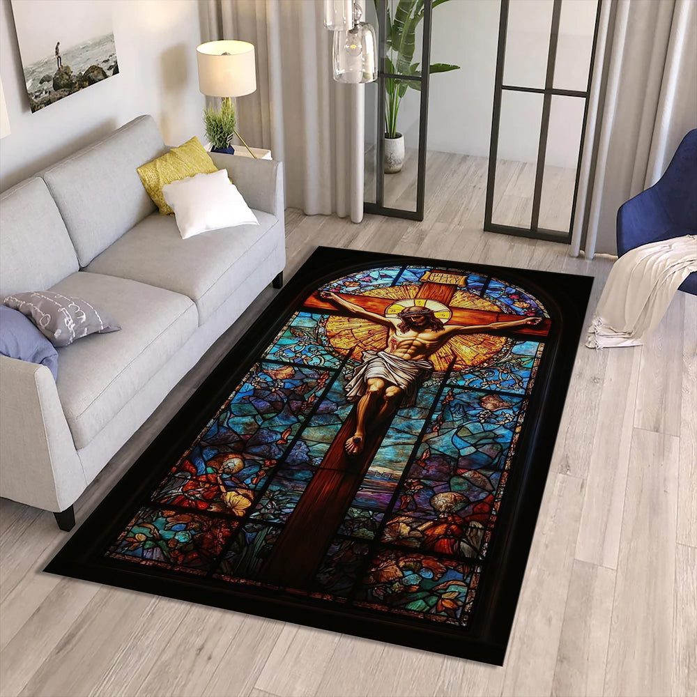 Jesus Rug, Christian Prayer Rug, Christian Rug, Jesus Theme Rug