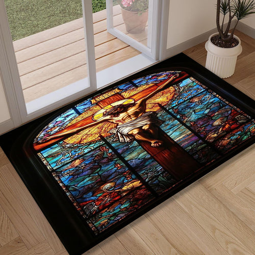 Jesus Rug, Christian Prayer Rug, Christian Rug, Jesus Theme Rug