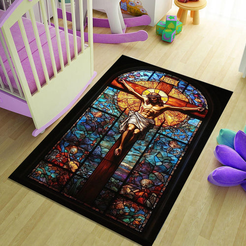 Jesus Rug, Christian Prayer Rug, Christian Rug, Jesus Theme Rug