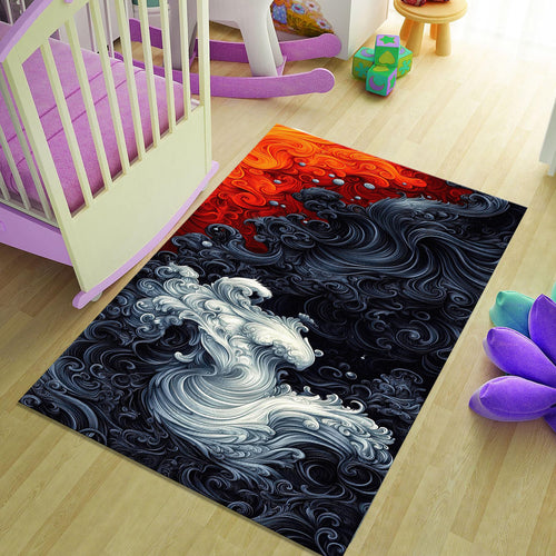 Abstract Art Rug, Gothic Bohemian Home Decor
