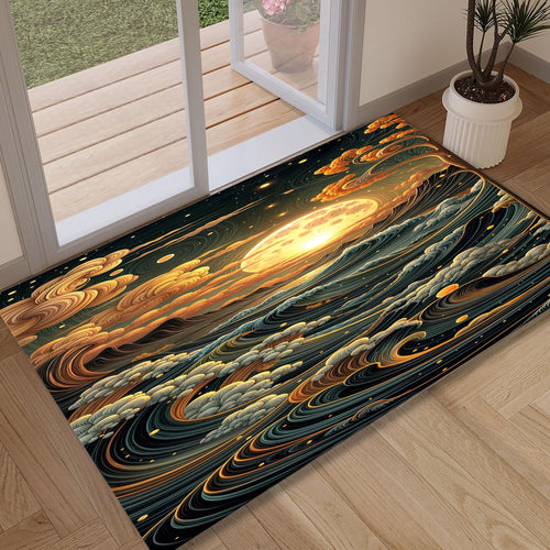 Celestial Wave Art Rug, Bohemian Home Decor