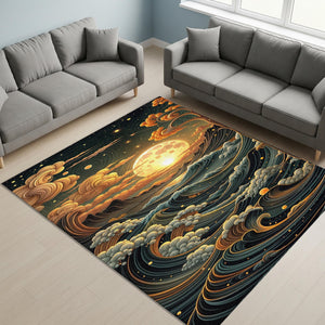 Celestial Wave Art Rug, Bohemian Home Decor