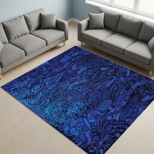 Blue Rug, Floral Cottagecore Flowers,Floral Front Door Decor