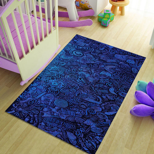 Blue Rug, Floral Cottagecore Flowers,Floral Front Door Decor