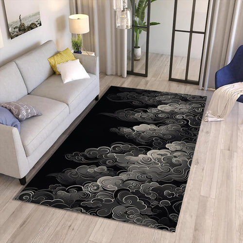 Black Rug, Art Rug, Multicolored Rug, Bohemian rug, Gothic Mat