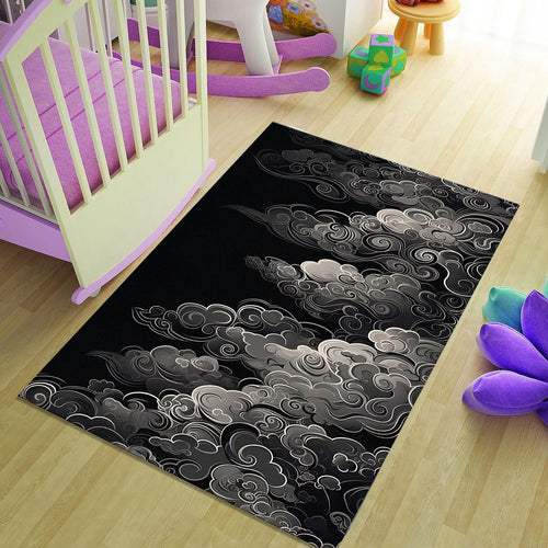 Black Rug, Art Rug, Multicolored Rug, Bohemian rug, Gothic Mat