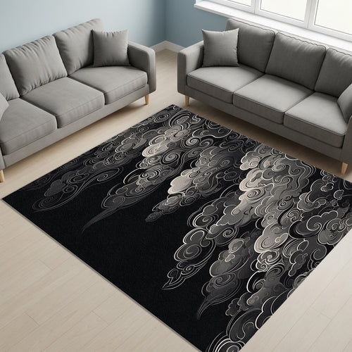 Black Rug, Art Rug, Multicolored Rug, Bohemian rug, Gothic Mat