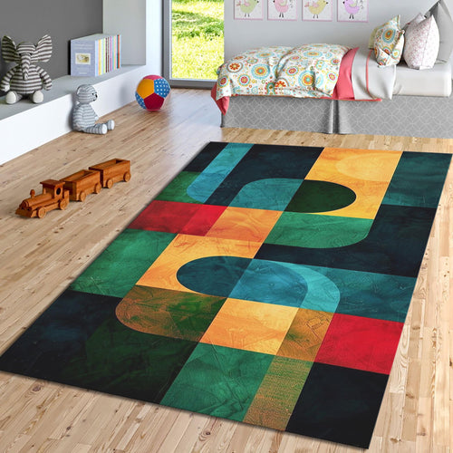 Art Rug, Multicolored Rug, Geometric Shaped Rug,Bohemian