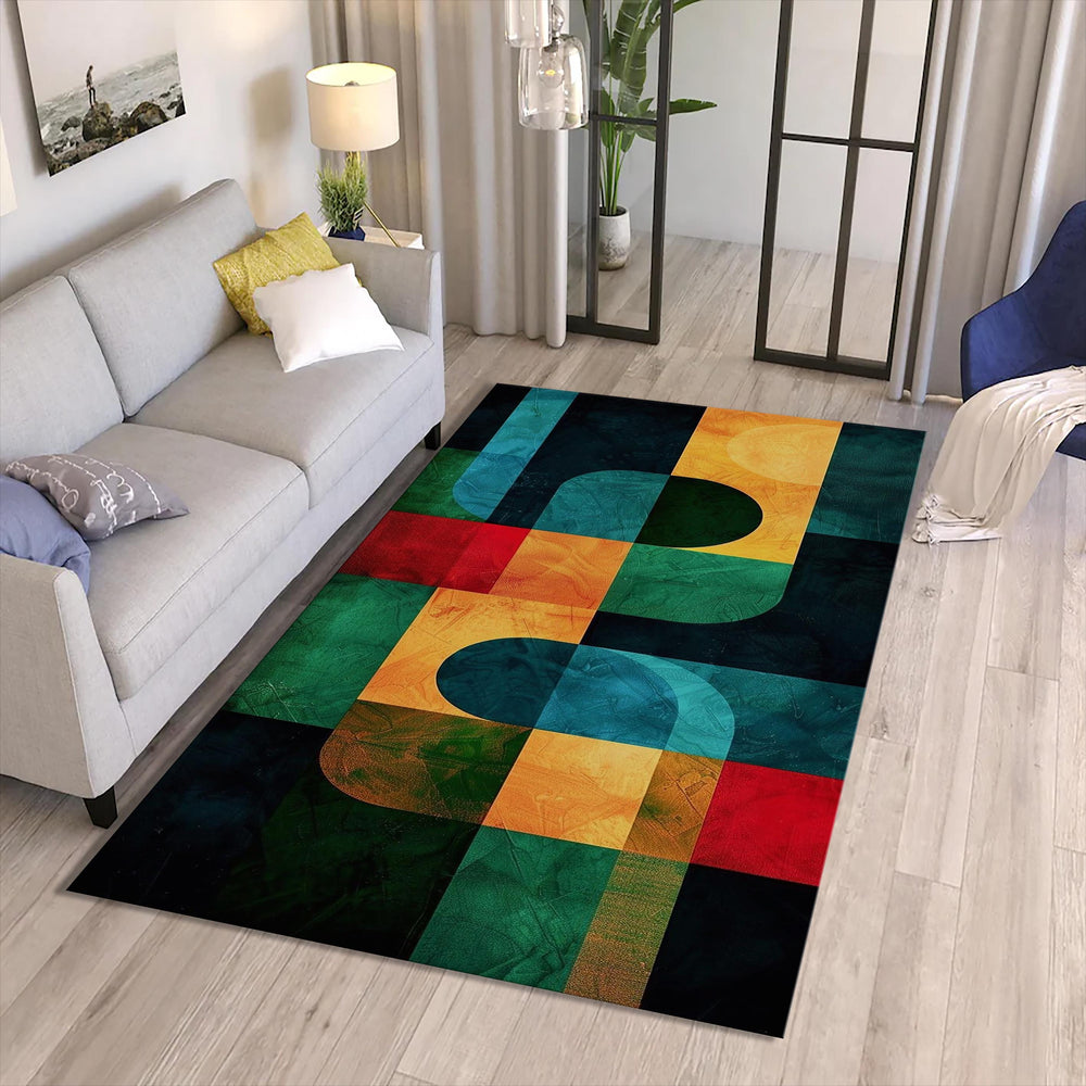 Art Rug, Multicolored Rug, Geometric Shaped Rug,Bohemian