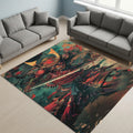 Samurai Rug, Sword Rug, Movie Rug, Boho Chic Elegance, Washable