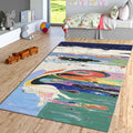 Abstract Marbling Art Rug, Multicolored Turkish Rug, Gothic Home