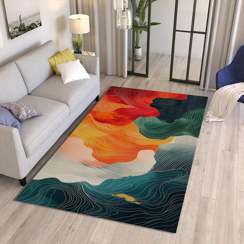 Abstract Rug, Art Rug, Multicolored Rug, Geometric Shaped