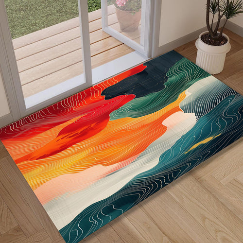 Abstract Rug, Art Rug, Multicolored Rug, Geometric Shaped