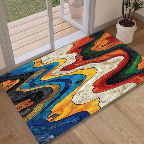 Abstract Rug, Art Rug, Multicolored Rug, Geometric Shaped