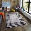 Gray Framed Area Rug, Modern Living Room Decor, Bathroom Decor