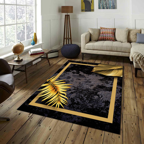 Black Floral Area Rug, Modern Living Room Decor,Bathroom Decor