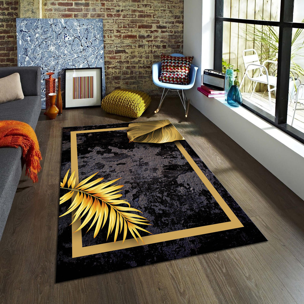 Black Floral Area Rug, Modern Living Room Decor,Bathroom Decor