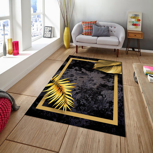 Black Floral Area Rug, Modern Living Room Decor,Bathroom Decor