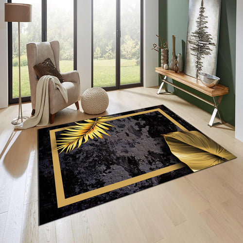 Black Floral Area Rug, Modern Living Room Decor,Bathroom Decor