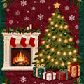 Traditional Christmas Rug, Red Holiday Area Rug, Vintage Xmas