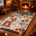 Cute Christmas Rug, Whimsical Holiday Area Rug, Kawaii Winter