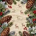 Rustic Christmas Rug, Winter Cabin Area Rug, Pinecone and Deer