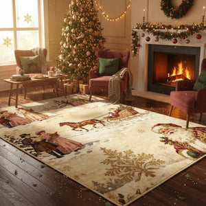 Victorian Christmas Rug, Santa Claus Carpet