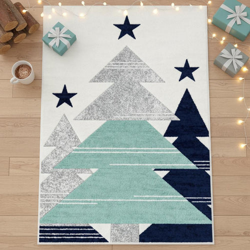 Modern Christmas Rug, Minimalist Winter Carpet