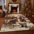 Vintage Christmas Rug, Victorian Santa Claus Carpet