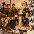Vintage Christmas Rug, Victorian Santa Claus Carpet