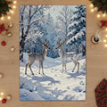 Magical Winter Rug, Snowy Forest Deer Carpet