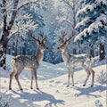 Magical Winter Rug, Snowy Forest Deer Carpet
