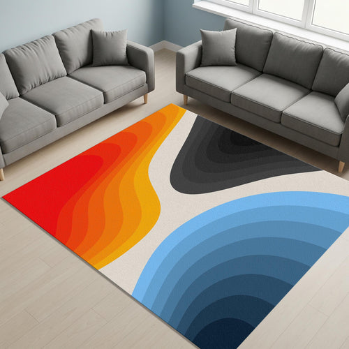 Abstract Art Rug, Multicolored Rug, Geometric Shaped Rug, Home