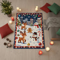 Kawaii Christmas Rug, Winter City Snowman, Kids Holiday Carpet