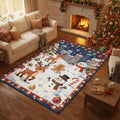 Kawaii Christmas Rug, Winter City Snowman, Kids Holiday Carpet