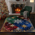Glam Christmas Area Rug, Glitter Snowflake Design, Non-Slip Floor