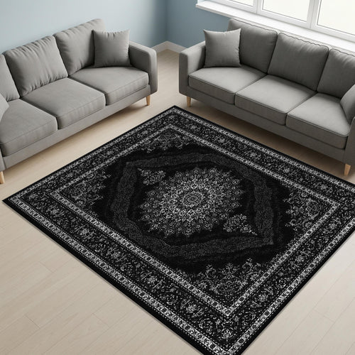 Vintage Black Turkish Runner Rug, Bohemian Gothic Home Decor