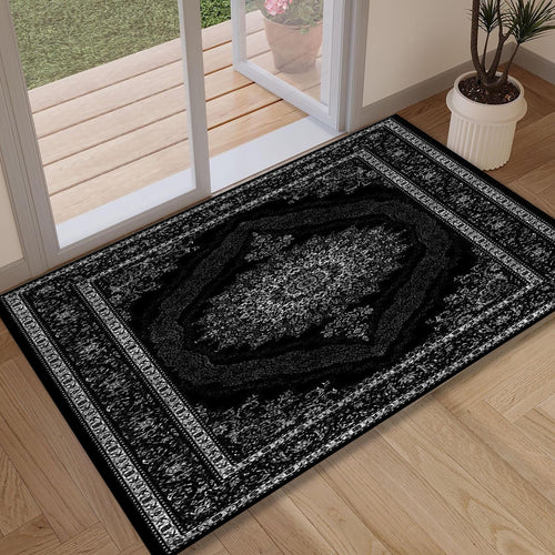 Vintage Black Turkish Runner Rug, Bohemian Gothic Home Decor