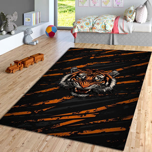 Bengal Tiger Rug, Orange Washable Carpet, Animal Art Decor