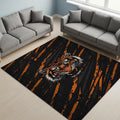 Bengal Tiger Rug, Orange Washable Carpet, Animal Art Decor