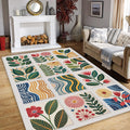 Modern Floral Design Rug, Scandinavian Rug, Abstract Area Rug