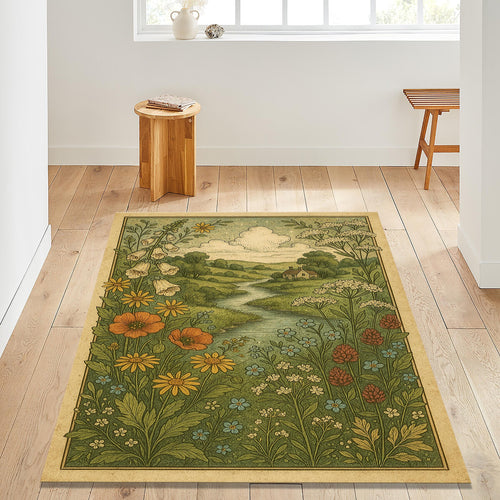 Cottagecore Rug, Modern Floral Design Rug, Abstract Area Rug