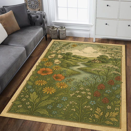 Cottagecore Rug, Modern Floral Design Rug, Abstract Area Rug
